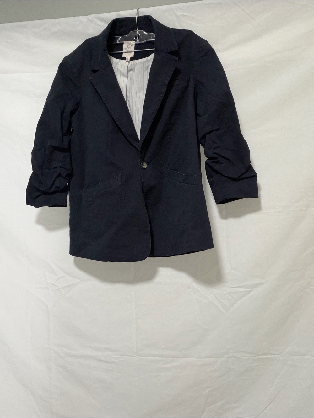 cinq a sept Dark Navy Single-Button Ruched-Sleeve Blazer